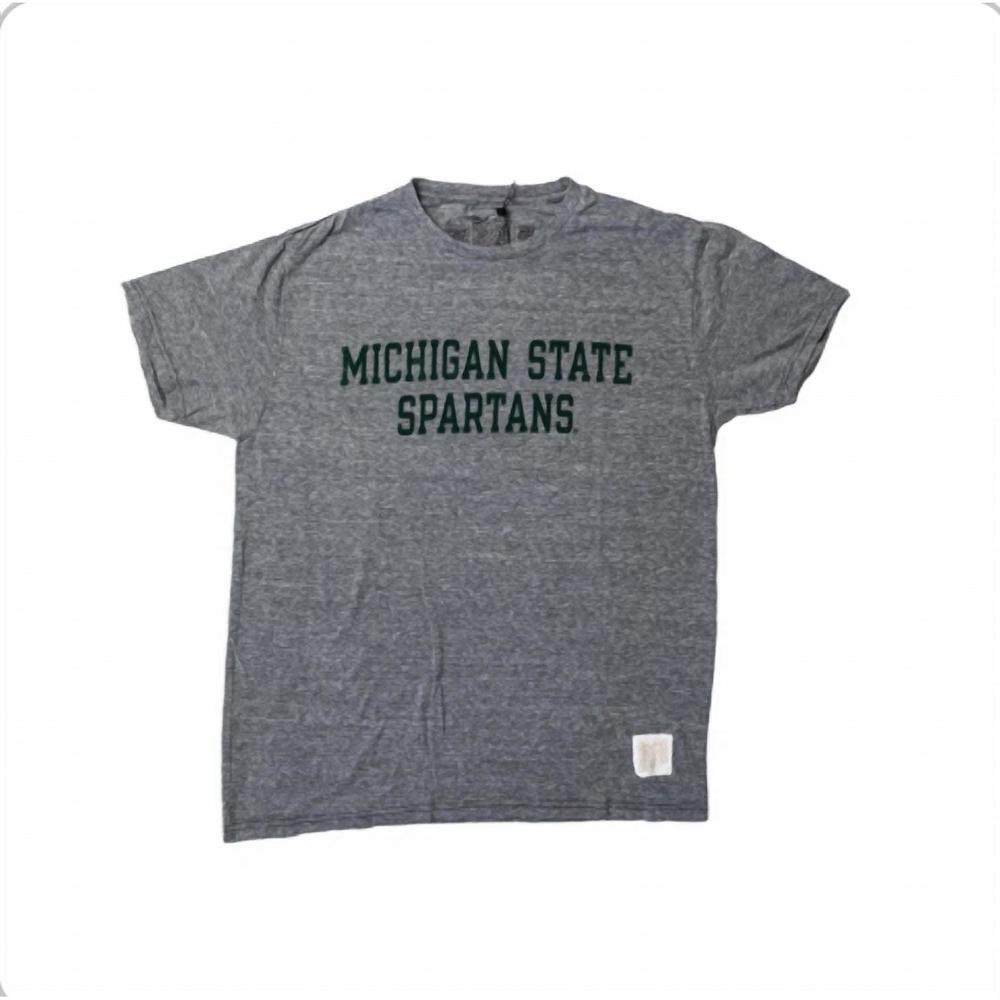 NEW THE ORIGINAL RETRO BRAND men's michigan state spartans vintage tee in grey